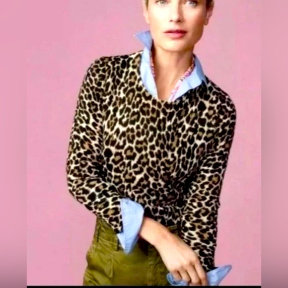 J Crew leopard merino crew - Picture 1 of 5